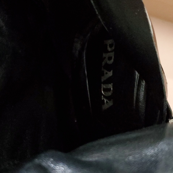 Prada Gauffre Ruched Patent nappa leather knee tall boots black shirred 6.5 36.5 - Picture 15 of 15